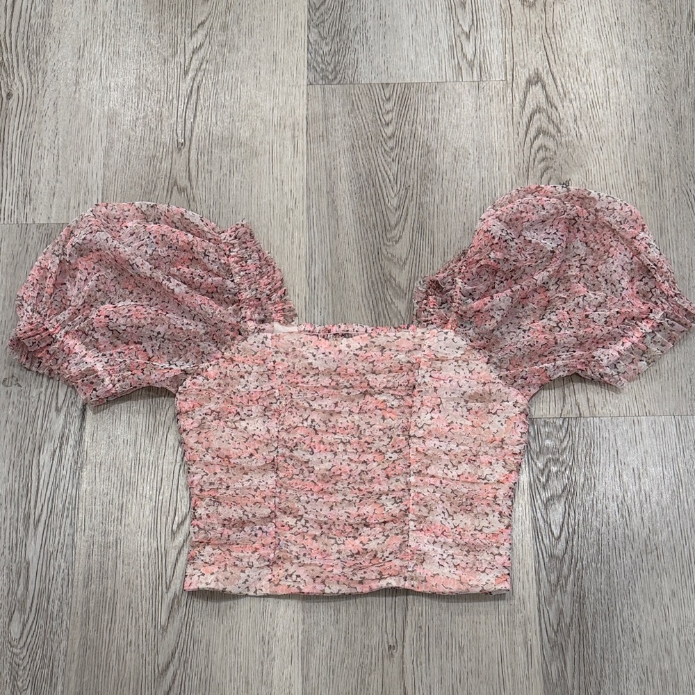 H&M Floral Puff Sleeve Top